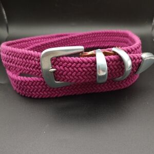 Elegant Fuchsia Woven Belt with Silver Buckle Women 42 Inches Length EUC Vintage